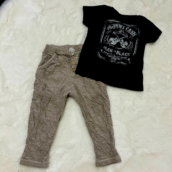 Zara 18-24 months joggers with Johnny cash detail shirt - Picture 1 of 1